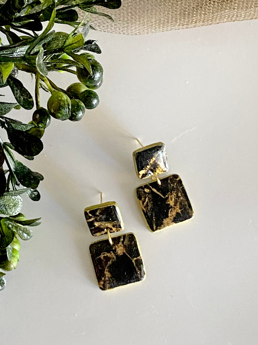 Marble Square Earrings